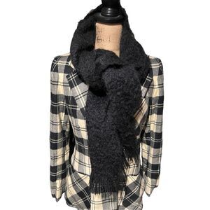 Scottish Netherdale Mohair/Wool Blend Black Fringed Warm Winter Scarf Wrap